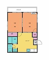 紅葉町フラット 2DKの間取図画像