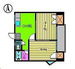 アーバンハイツ玉井 2DKの間取図画像
