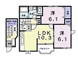 サンパティーク 2LDKの間取図画像
