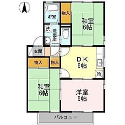 ハイカムール鴨川A 3DKの間取図画像