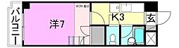 フレクション松山東石井 1Kの間取図画像
