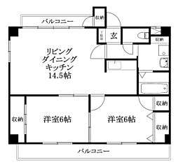 コーポ玄 2LDKの間取図画像