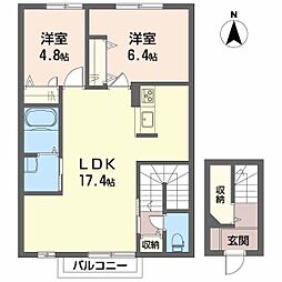 クラールエス 2LDKの間取図画像