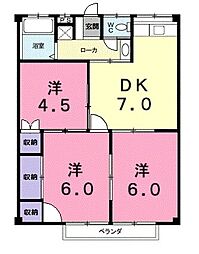 コーポ丹下 3DKの間取図画像
