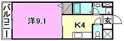 第3マンションふじ 901 号室 9階1Kの間取り
