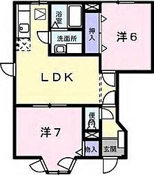 ウエストコートA 2LDKの間取図画像