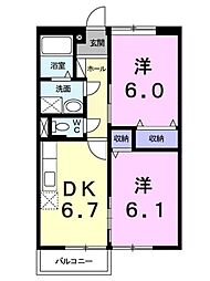 シャルマン牛渕A 2DKの間取図画像