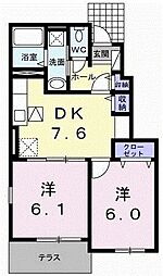 ノース・エンゼル 2DKの間取図画像