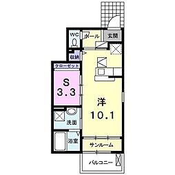 キャトル.フィーユ1 ワンルームの間取図画像