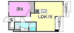 濱田レジデンス 1LDKの間取図画像