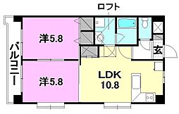 ヴェルジェ石手川 2LDKの間取図画像