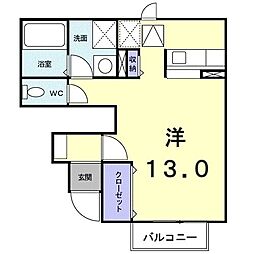 アンクルールB棟 ワンルームの間取図画像