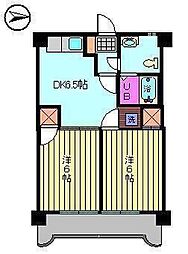 第79杉フラット 2DKの間取図画像