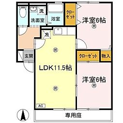 シャトレー・ワタナベ 2LDKの間取図画像