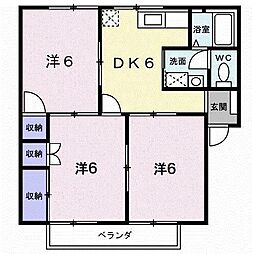 ハイツルーラル2 3DKの間取図画像