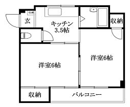 梨々マンション 2Kの間取図画像