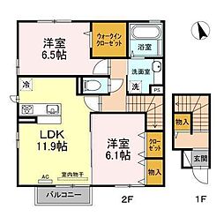 ドゥーブルMKB 2LDKの間取図画像