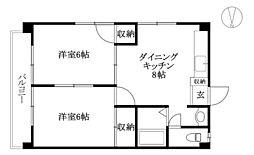 フォレスト辻野 2DKの間取図画像