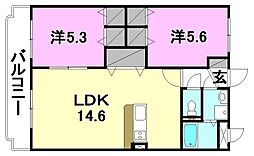 ジュネス北久米 2LDKの間取図画像