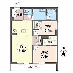 アヴァンセ 2LDKの間取図画像