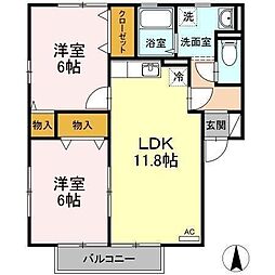 インペリアル・ヴィラB 2LDKの間取図画像