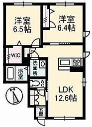 エスポワール鷹子 2LDKの間取図画像