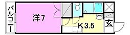 メゾン・ド・SIMIZU 1Kの間取図画像
