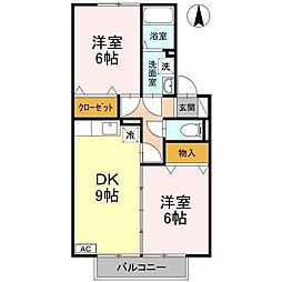 セジュールSK3 2DKの間取図画像