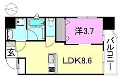 フェニックス永代町 1LDKの間取図画像