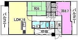 ヴォルジュ石手 2LDKの間取図画像