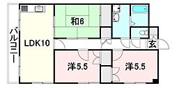 ハープ・スクエアー 3LDKの間取図画像