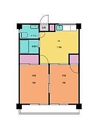 シャトレー築山 2DKの間取図画像