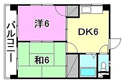 アーバンハイツ今市 2DKの間取図画像