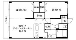 フォブール竹原 2LDKの間取図画像