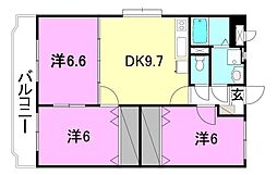 コンフォルト室町 3DKの間取図画像