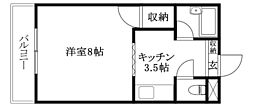 ハイツ紫 1Kの間取図画像