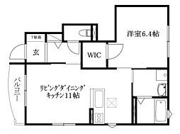 ディアコート・アイ 1LDKの間取図画像