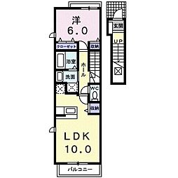 プラシード山越A 1LDKの間取図画像