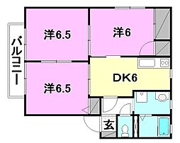 パティオM 3DKの間取図画像