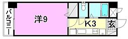 アマーレ中央 1Kの間取図画像