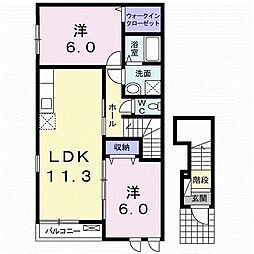 プリムローズ桜 2LDKの間取図画像