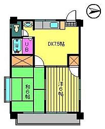 フレーベルハイツ 2DKの間取図画像