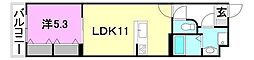 ヴィラルーチェ 1LDKの間取図画像
