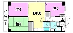 シャンボール千舟 3DKの間取図画像