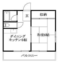 サン畑寺2 1Kの間取図画像
