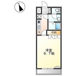 プランドール・カネキB 1Kの間取図画像