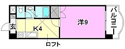 ロイヤルアネックス宮西 1Kの間取図画像