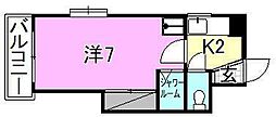 KBコート上市 1Kの間取図画像
