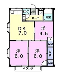 コーポ丹下 3DKの間取図画像