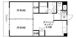 エクシード久万ノ台 2DKの間取図画像